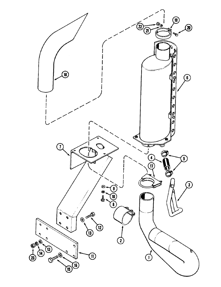 Схема запчастей Case IH 3294 - (2-024) - VERTICAL MUFFLER, USED ON TRACTOR EQUIPPED WITH LOADER, 504BDT DIESEL ENGINE (02) - ENGINE