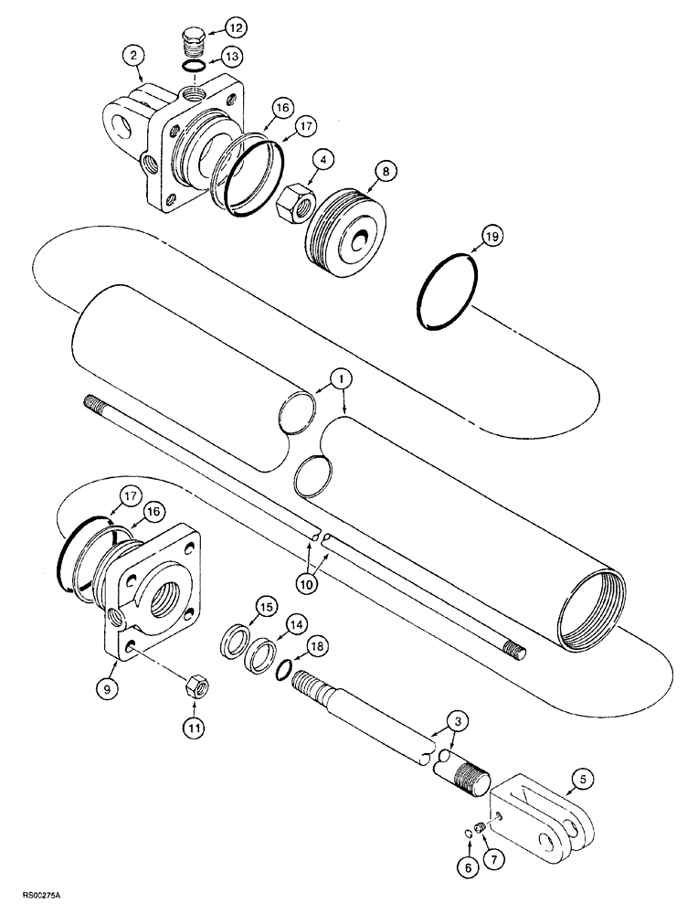 Схема запчастей Case IH 5700 - (8-054) - CYLINDER ASSEMBLY - 1272150C91, 4 ID X 16 INCH STROKE (08) - HYDRAULICS