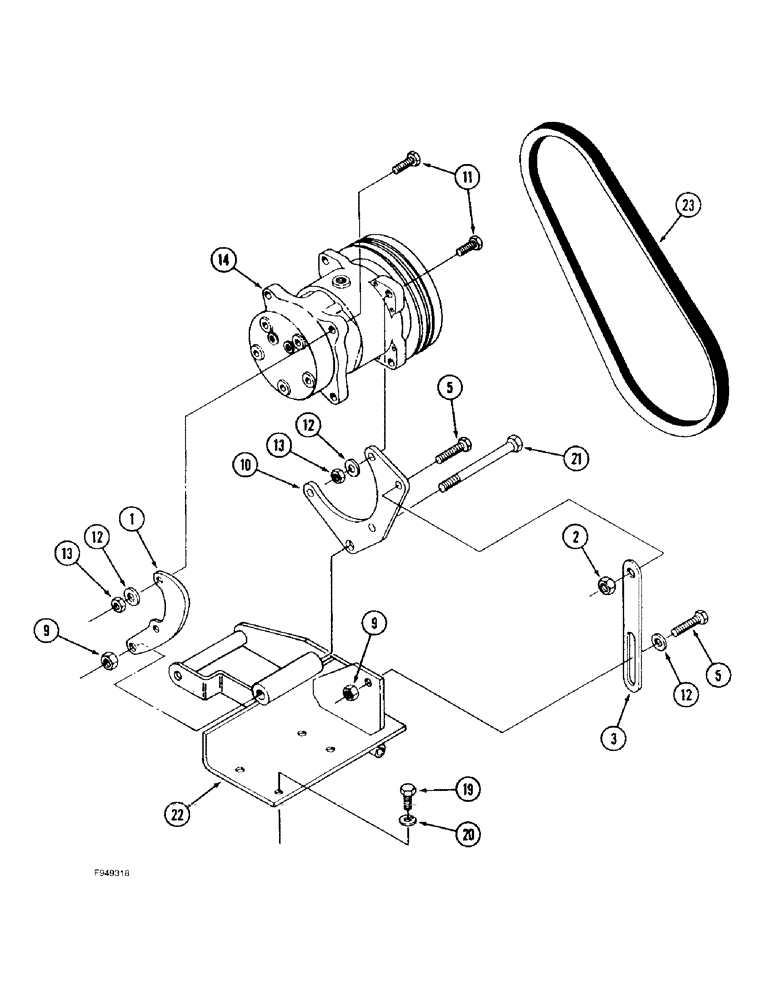 Схема запчастей Case IH 9330 - (9-096) - COMPRESSOR MOUNTING AND DRIVE, AIR CONDITIONER (09) - CHASSIS/ATTACHMENTS