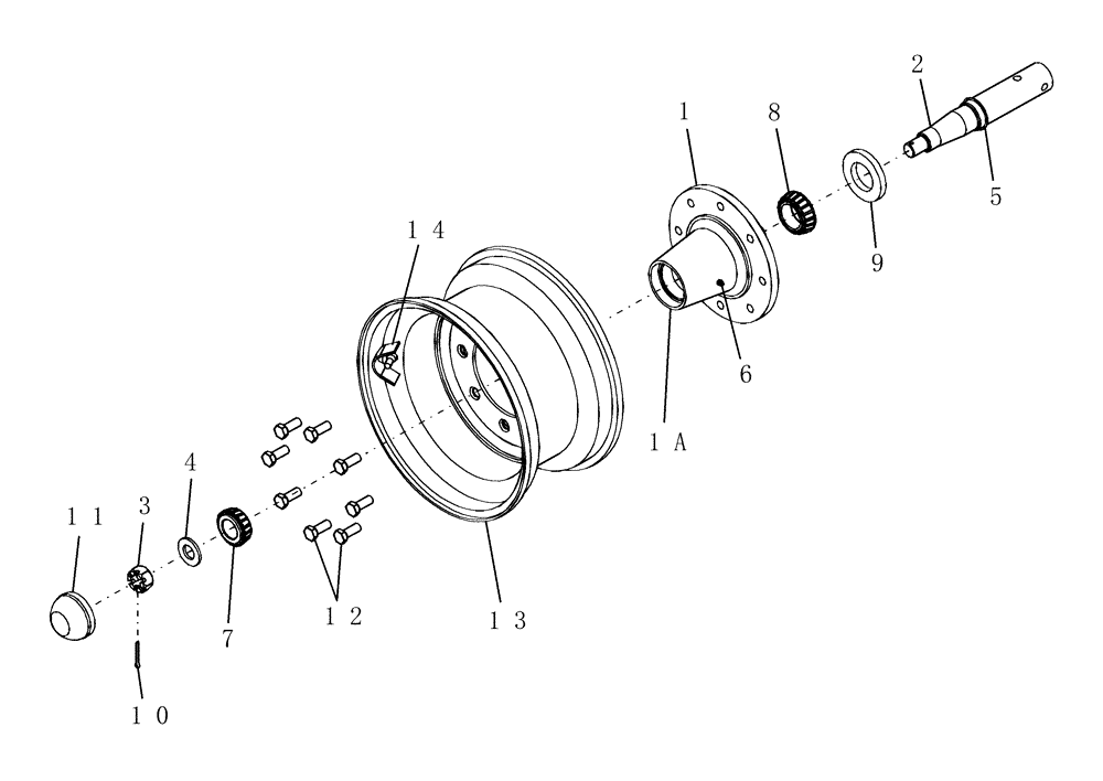 Схема запчастей Case IH 1200 - (D.13.B[05]) - ENDWISE TRANSPORT SPINDLE, HUB AND WHEEL, 8 RN - RIGID TRAILING (BSN CBJ022936) D - Travel