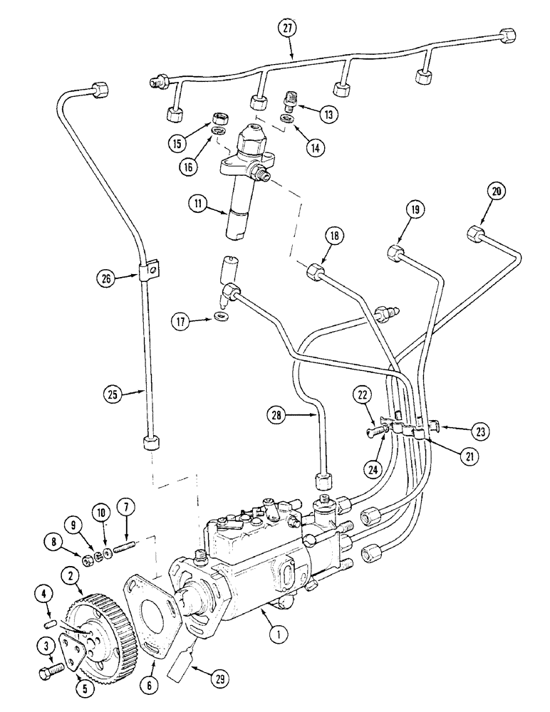 Схема запчастей Case IH 1294 - (3-24) - INJECTION PUMP, INJECTORS AND TUBES (03) - FUEL SYSTEM