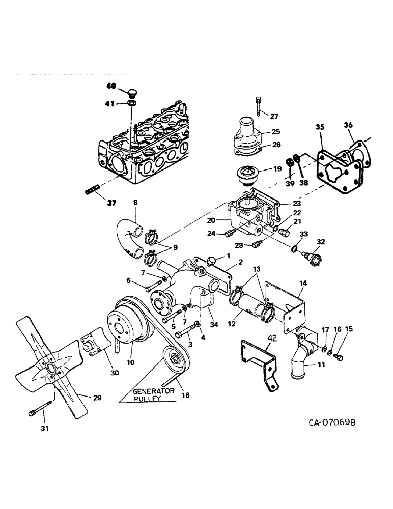 Схема запчастей Case IH 274 - (12-16) - POWER, DIESEL ENGINE, NISSAN, FAN, THERMOSTAT HOUSING AND WATER PUMP Power