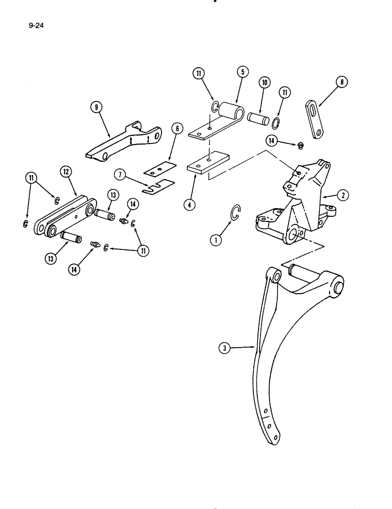 Схема запчастей Case IH 720 - (9-24) - TOGGLE TRIP BEAM UNIT, MACHINES WITH ONE PIECE MOUNTING BRACKETS (09) - CHASSIS/ATTACHMENTS