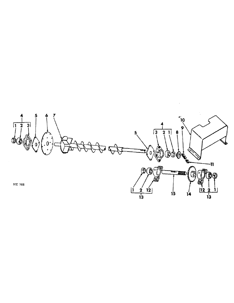 Схема запчастей Case IH 1400 - (N-5) - AUGER SHAFT, DRIVE AND SHIELD 