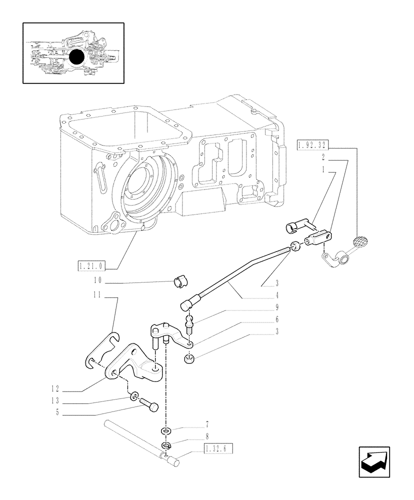 Схема запчастей Case IH JX1060C - (1.32.7) - DIFFERENTIAL LOCK CONTROL (03) - TRANSMISSION