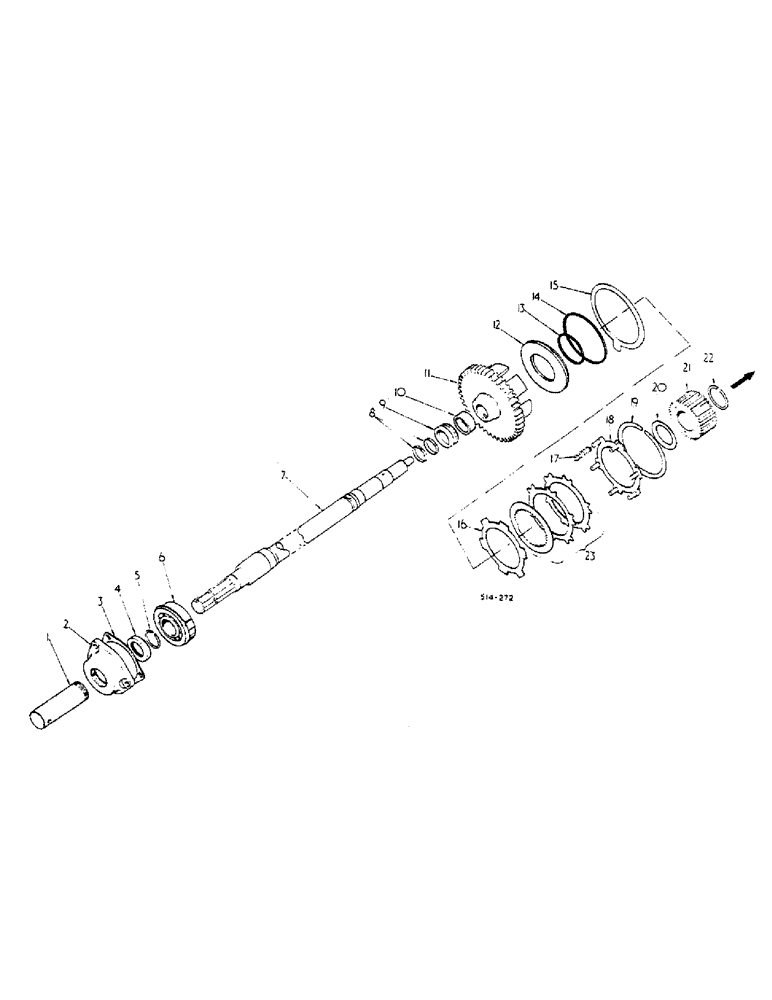 Схема запчастей Case IH 574 - (07-050) - IPTO, SINGLE SPEED, 1050 RPM LOWER OUTPUT SHAFT FOR AIR COMPRESSOR W/PROVISION FOR SIDE PTO (04) - Drive Train