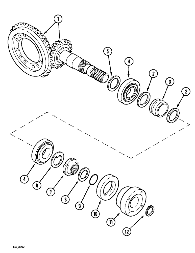 Схема запчастей Case IH 4240 - (5-42) - MECHANICAL FRONT DRIVE, BEVEL GEAR PINION SET (05) - STEERING