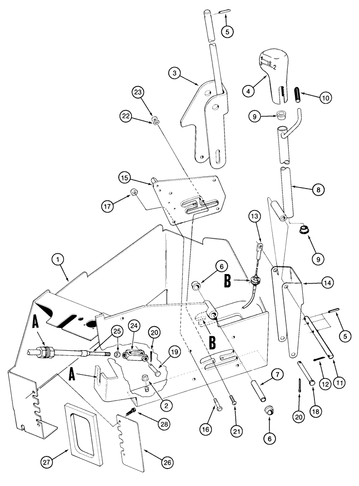 Схема запчастей Case IH 2155 - (6-34) - TRANSMISSION UPPER SHIFT CONTROLS (03) - POWER TRAIN