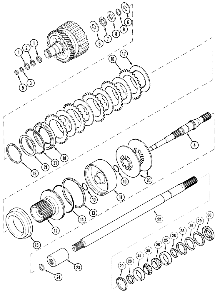 Схема запчастей Case IH MX80C - (06-33) - M.F.D. CLUTCH AND DRIVE SHAFTS, MX80C (06) - POWER TRAIN