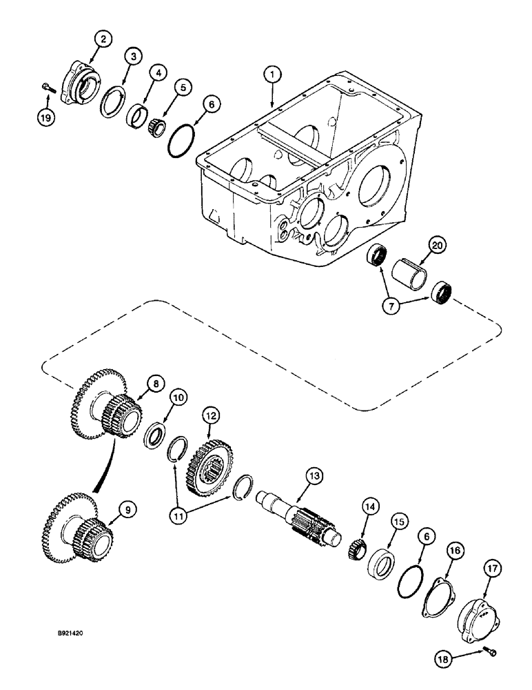 Схема запчастей Case IH 2055 - (6-44) - TRANSMISSION PINION SHAFT AND GEARS (03) - POWER TRAIN