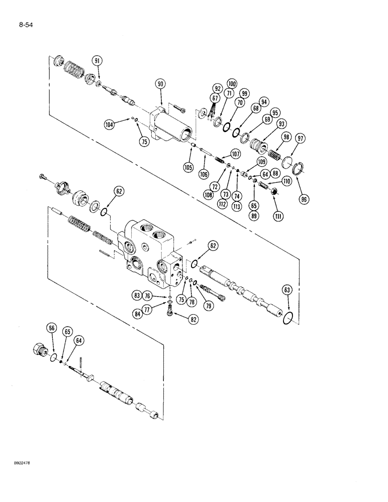 Схема запчастей Case IH 9230 - (8-054) - HYDRAULIC REMOTE VALVE SECTION, FIRST, SECOND, THIRD AND FOURTH WITH FLOAT (CONTD) (08) - HYDRAULICS