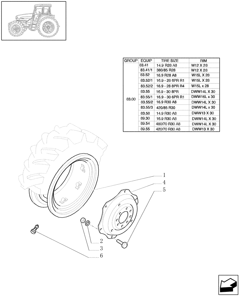 Схема запчастей Case IH JX1070U - (83.00[01]) - RIM (DRIVE WHEELS) (11) - WHEELS/TRACKS