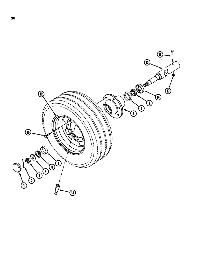 Схема запчастей Case IH 3640 - (36) - TRANSPORT WHEEL AND AXLE 