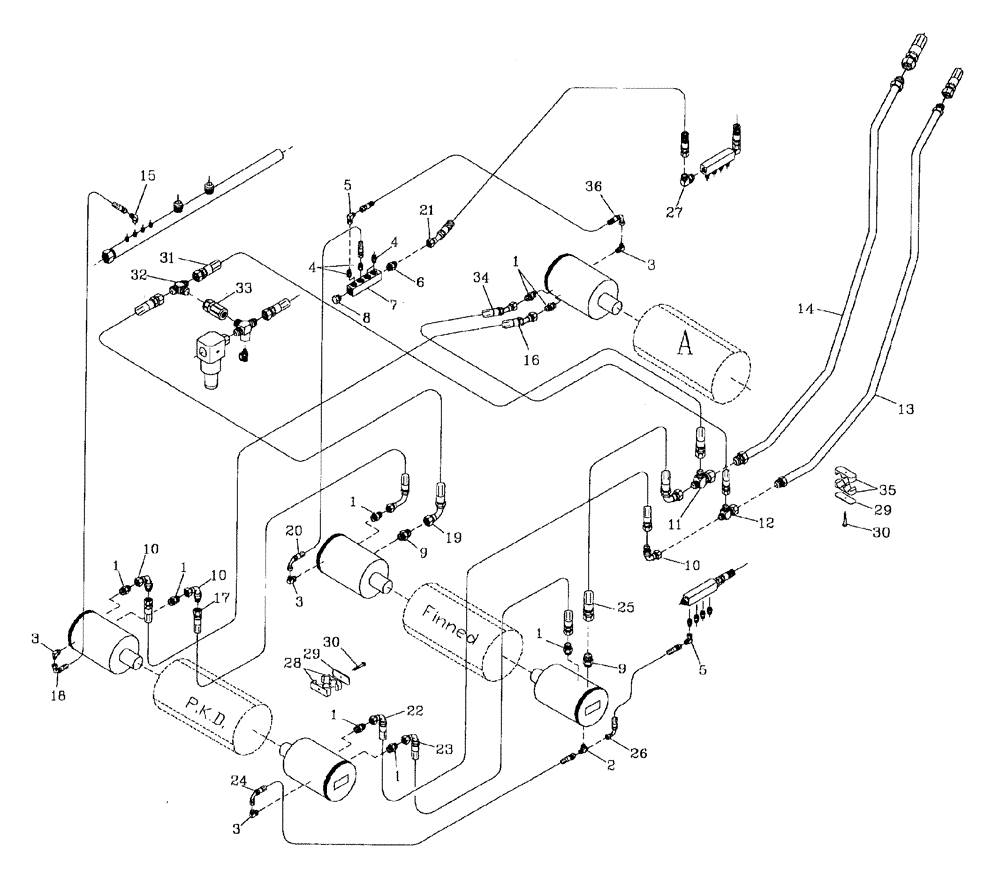 Схема запчастей Case IH 7700 - (B06[12]) - HDYRAULIC CIRCUIT {PKD/FINNED/1ST FLOATING ROLLERS} Hydraulic Components & Circuits