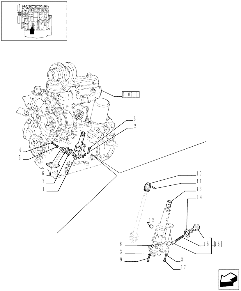 Схема запчастей Case IH JX60 - (0.30.0) - OIL PUMP (01) - ENGINE