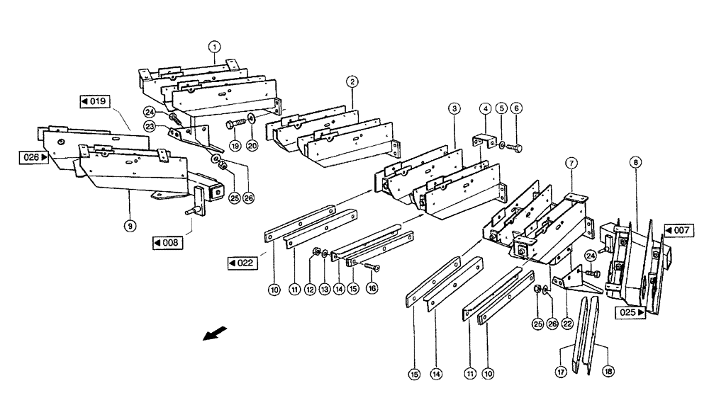 Схема запчастей Case IH 683 - (0024) - BEARING ARM (MG6F) (58) - ATTACHMENTS/HEADERS