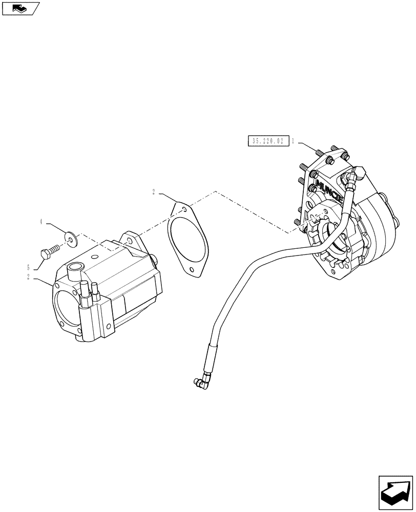 Схема запчастей Case IH 610 - (35.220.01) - PRESSURE COMPENSATED PUMP AND PTO DRIVE MOUNTING (35) - HYDRAULIC SYSTEMS