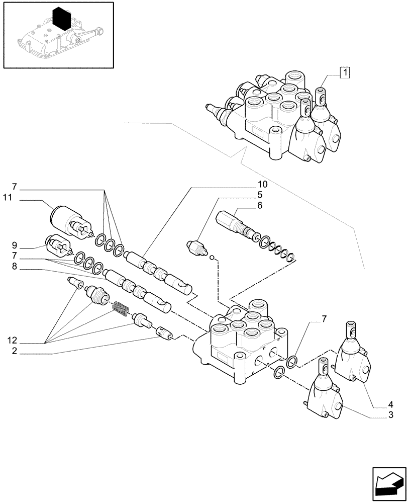 Схема запчастей Case IH JX95 - (1.82.7/01B) - 2 CONTROL VALVES (1 S/D + 1 DOUBLE ACTING W/FLOAT W/KICK OUT) - BREAKDOWN (07) - HYDRAULIC SYSTEM