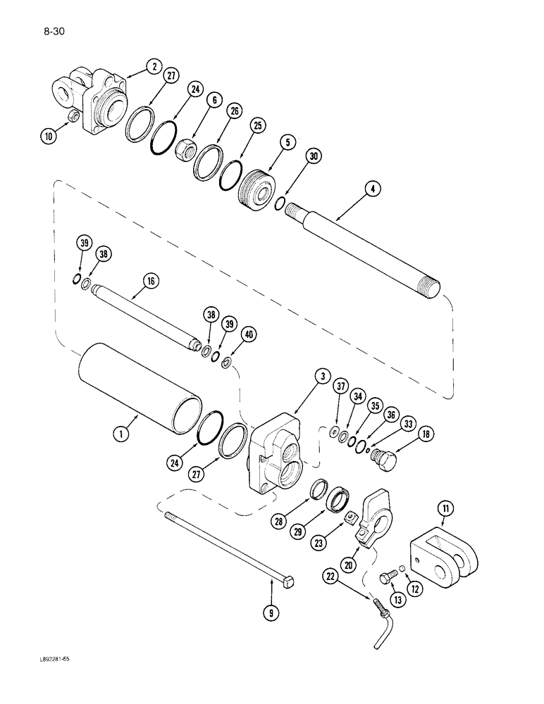 Схема запчастей Case IH 6300 - (8-30) - LIFT CYLINDER ASSEMBLY, MARKER LIFT, 145353C91 (08) - HYDRAULICS