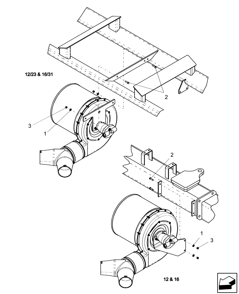 Схема запчастей Case IH 1240 - (80.150.03) - BULK FILL - FAN MOUNT (80) - CROP STORAGE/UNLOADING