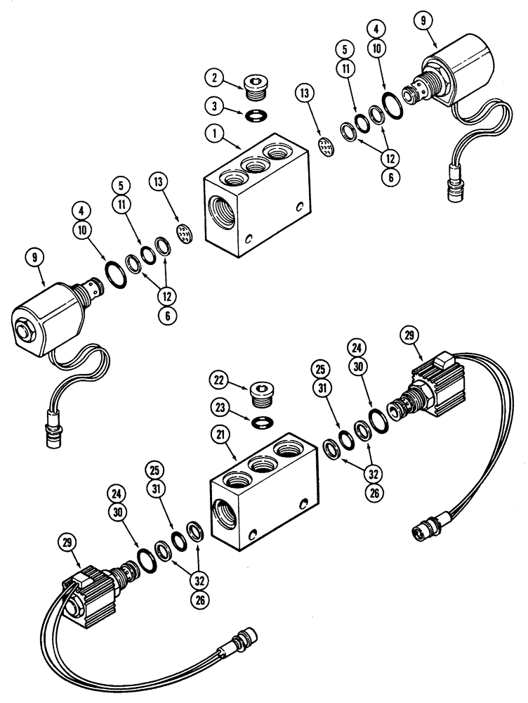 Схема запчастей Case IH 5300 - (8-34) - ROW MARKER VALVE (BSN CBJ025391) (08) - HYDRAULICS