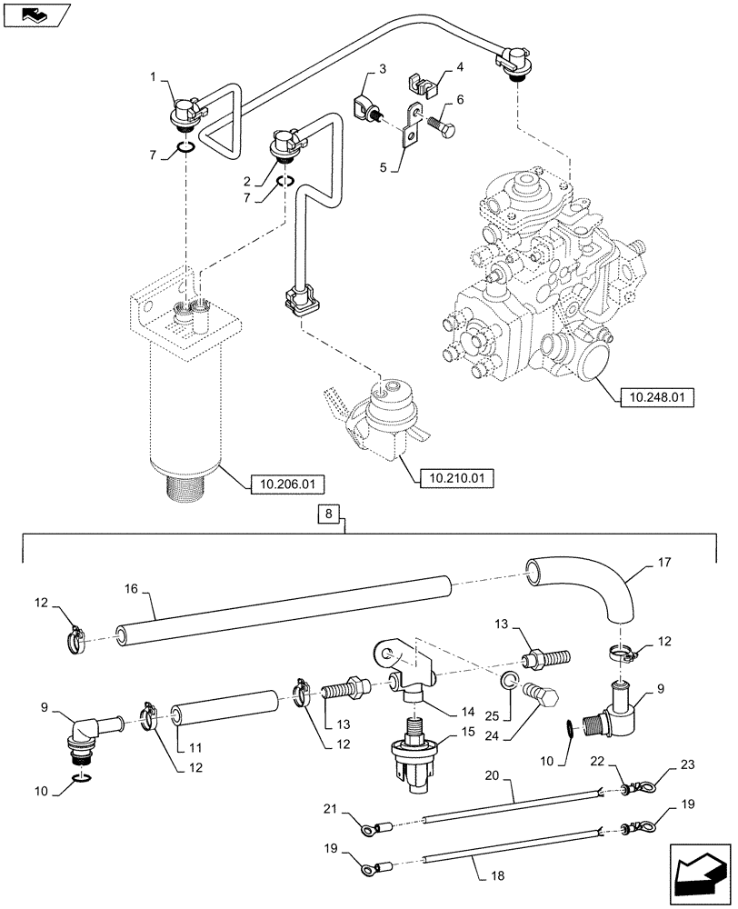 Схема запчастей Case IH P140 - (10.214.01) - PIPING - FUEL (10) - ENGINE