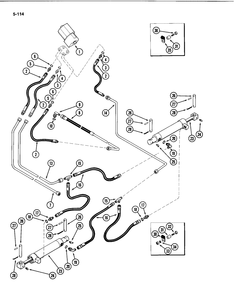 Схема запчастей Case IH 4494 - (5-114) - FRONT STEERING HYDRAULICS (05) - STEERING