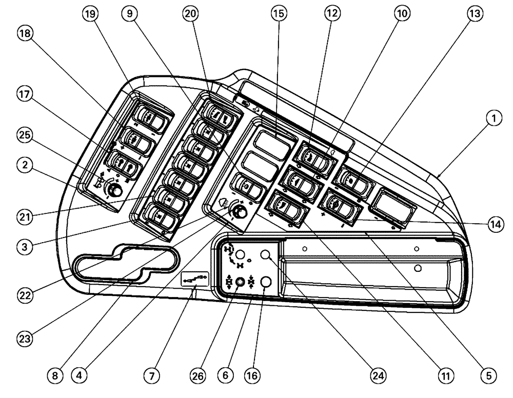 Схема запчастей Case IH SPX4410 - (01-028[01]) - RH COVER ASSEMBLY W/SWITCHES Cab Interior