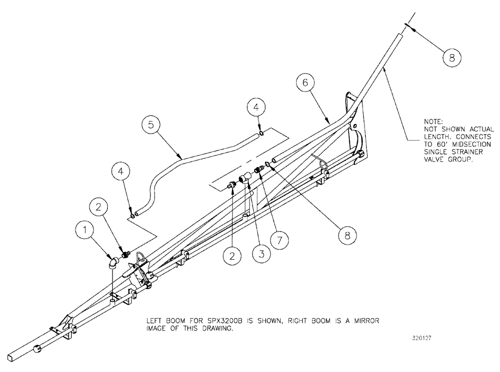 Схема запчастей Case IH SPX3200 - (09-015) - BOOM PLUMBING GRP, 5-SEC 90 10" ON Liquid Plumbing