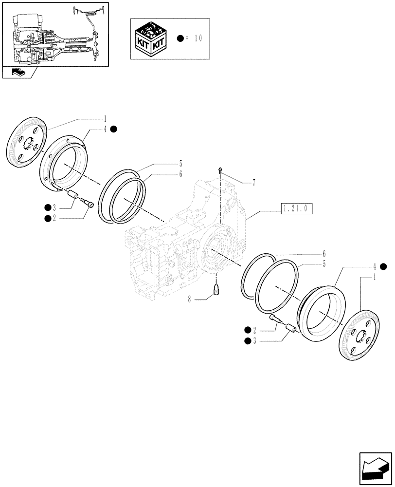 Схема запчастей Case IH PUMA 140 - (1.65.3) - TRANSMISSION BRAKES (05) - REAR AXLE