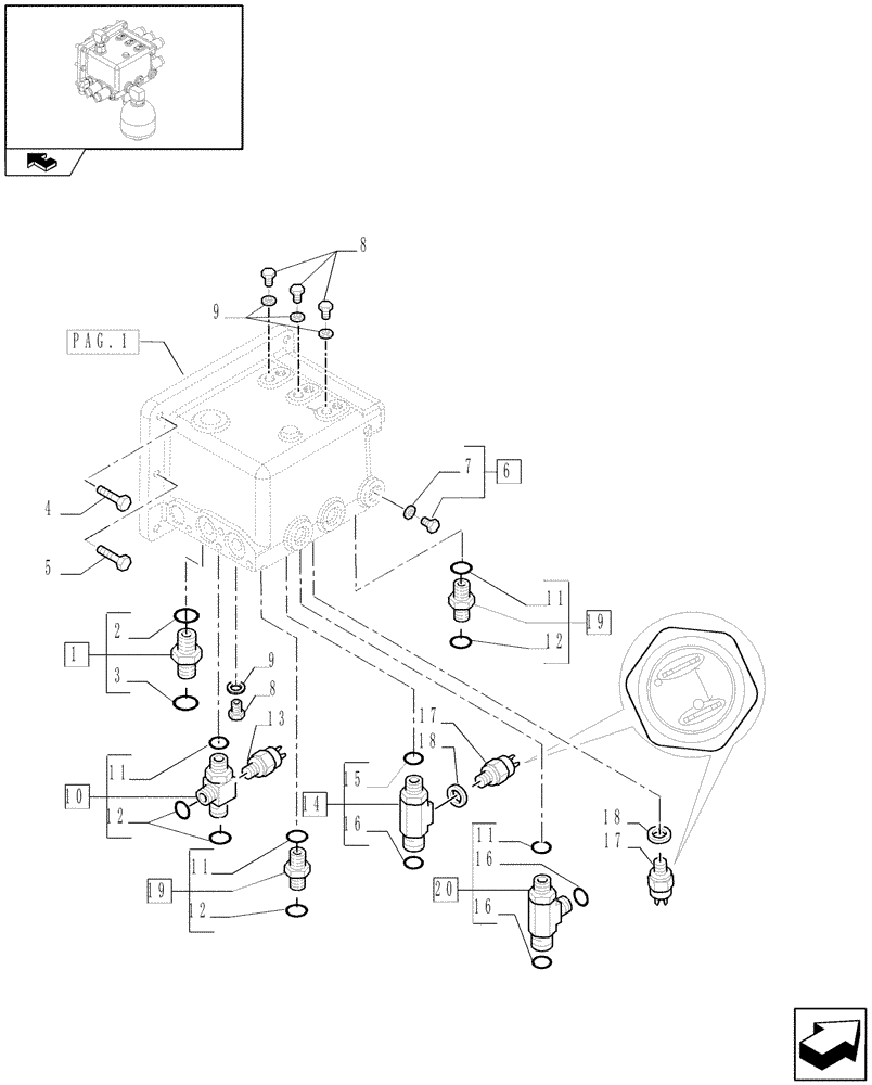 Схема запчастей Case IH PUMA 115 - (1.32.2[03]) - SEMI POWER SHIFT - CENTRAL REDUCTION GEAR CONTROLS (03) - TRANSMISSION