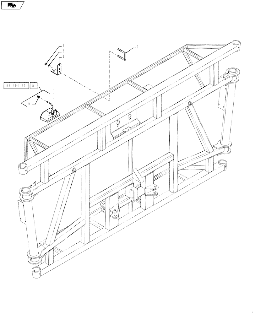 Схема запчастей Case IH 4430 - (55.404.10) - BOOM CENTER SECTION LIGHT, 120’ BOOM (55) - ELECTRICAL SYSTEMS