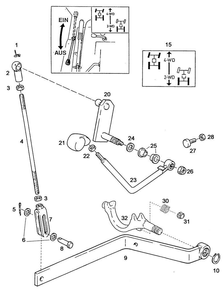 Схема запчастей Case IH C55 - (06-12[01]) - MECHANICAL FRONT DRIVE, ACTUATING (06) - POWER TRAIN