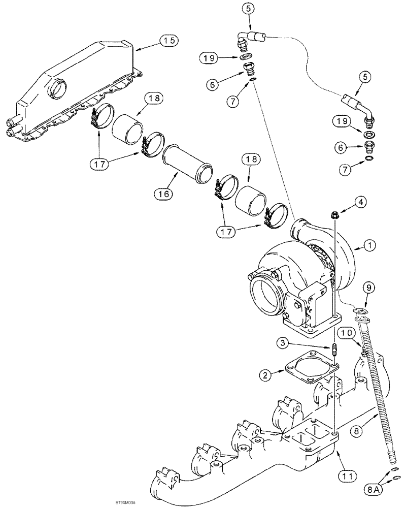 Схема запчастей Case IH SPX4260 - (03-008) - TURBOCHARGER SYSTEM (01) - ENGINE