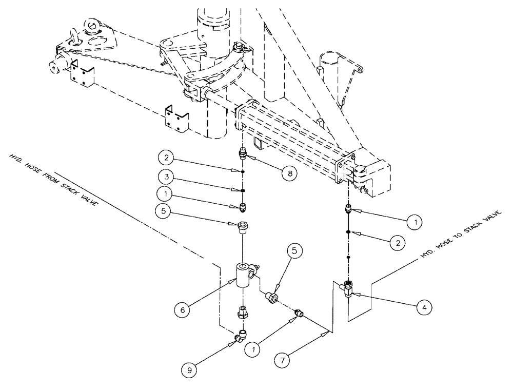 Схема запчастей Case IH FLX610 - (02-003) - CYLINDER RELIEF PACKAGE Cylinders