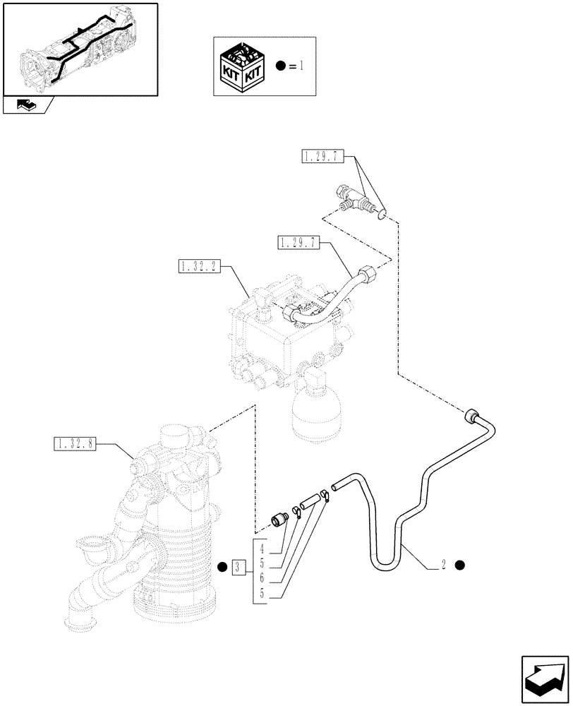 Схема запчастей Case IH PUMA 115 - (1.29.7[01B]) - SEMI POWER SHIFT - TRANSMISSION LUBRICATION SYSTEM - PIPES - D5876 - SERVICE KIT (03) - TRANSMISSION