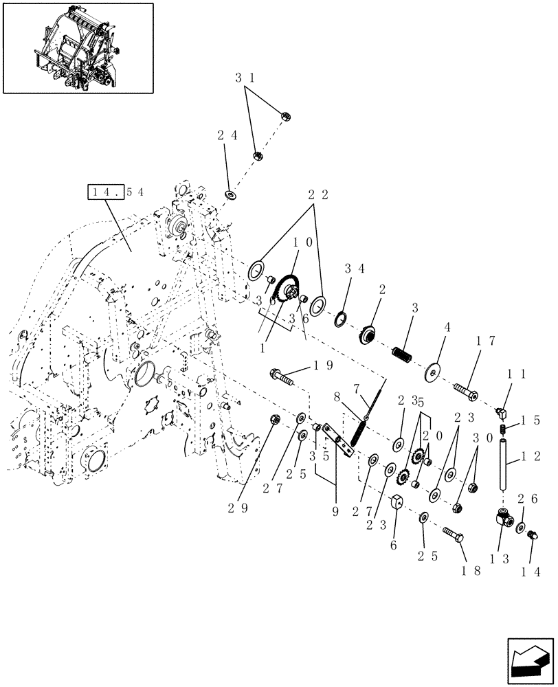 Схема запчастей Case IH RBX552 - (12.24) - APRON & CLUTCH DRIVE (12) - MAIN FRAME