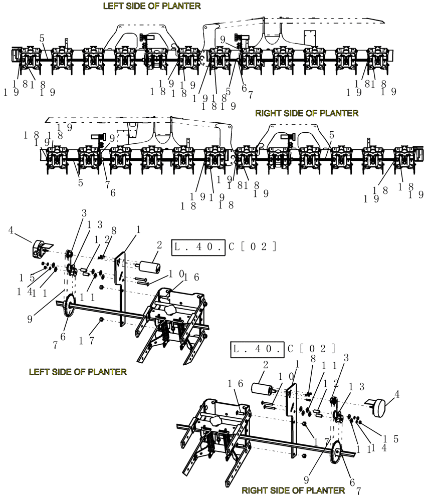 Схема запчастей Case IH 1200PT - (L.10.F[05]) - LAYOUT 24 ROW SEED DRIVES L - Field Processing