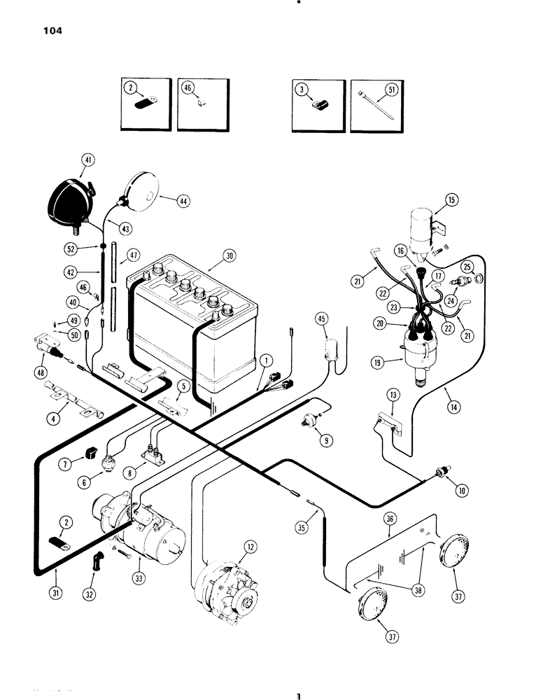 Схема запчастей Case IH 570 - (104) - ELECTRICAL EQUIPMENT AND WIRING, 570 (159) SPARK IGNITION ENGINE (04) - ELECTRICAL SYSTEMS