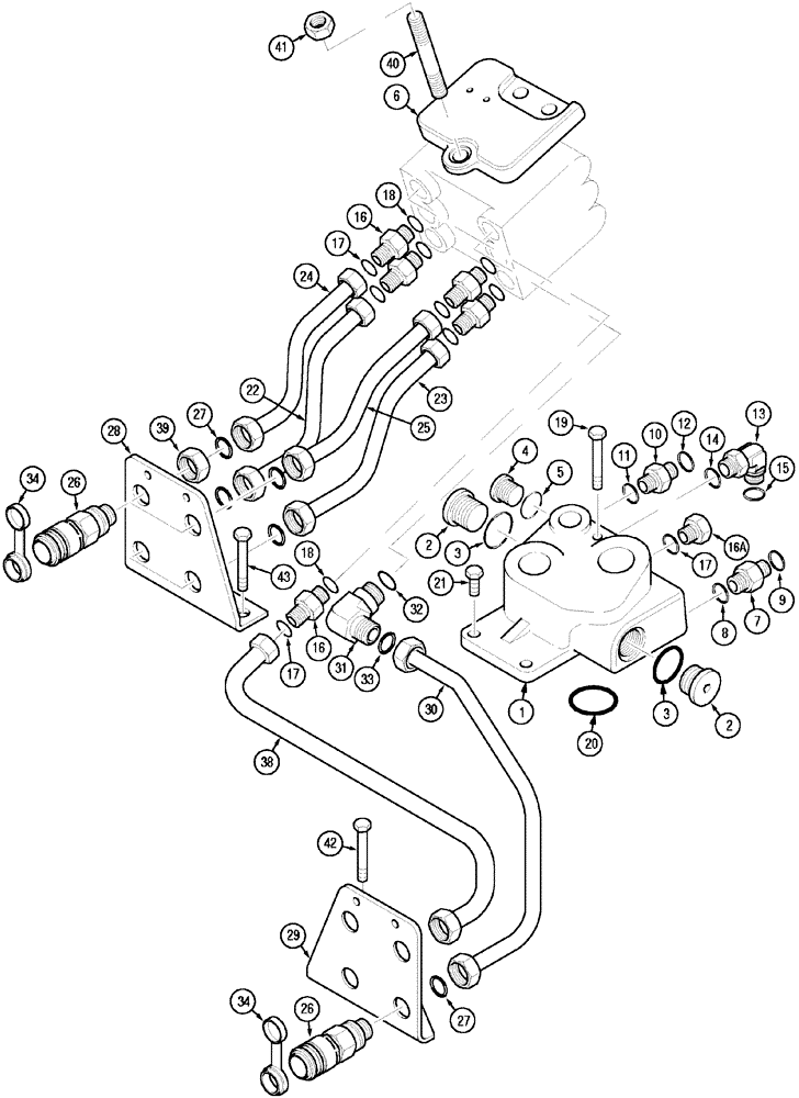 Схема запчастей Case IH MX170 - (08-18) - INLET AND OUTLET MANIFOLD (35) - HYDRAULIC SYSTEMS