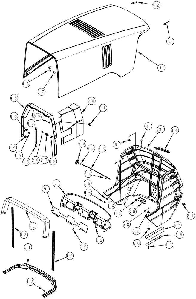 Схема запчастей Case IH MX255 - (09-09) - HOOD - TILTING (09) - CHASSIS/ATTACHMENTS