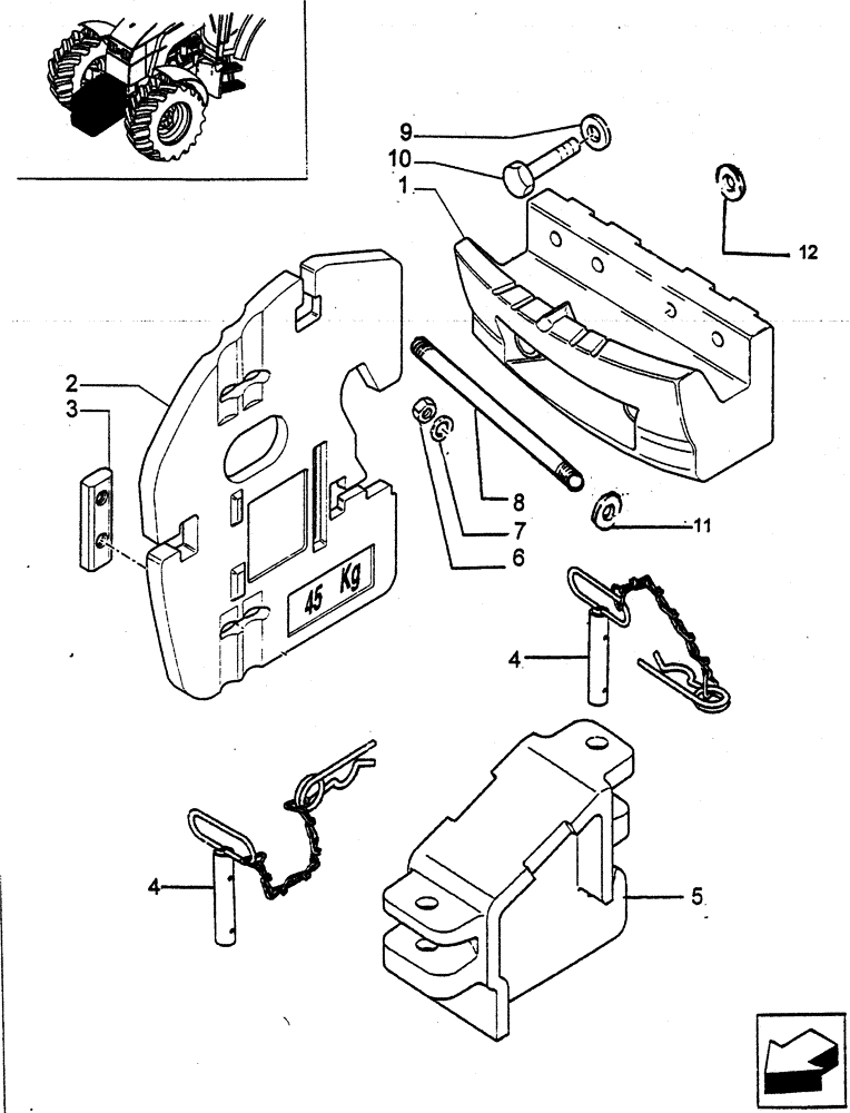 Схема запчастей Case IH JX75 - (1.21.5/01) - (VAR.240-397-933) FRONT COUNTERWEIGHT SUPPORT - SUPPORT, TIE-ROD AND COUNTERWEIGHT (03) - TRANSMISSION