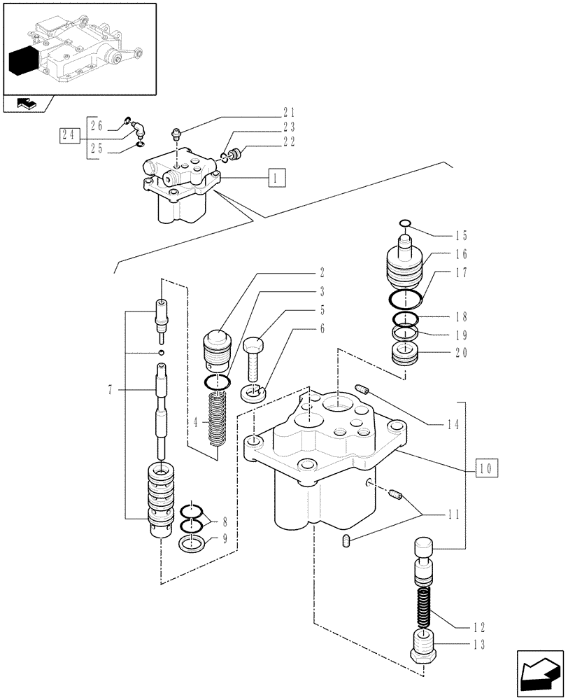 Схема запчастей Case IH FARMALL 85U - (1.82.4[01]) - LIFT CONTROL VALVE - VALVES & PARTS (07) - HYDRAULIC SYSTEM