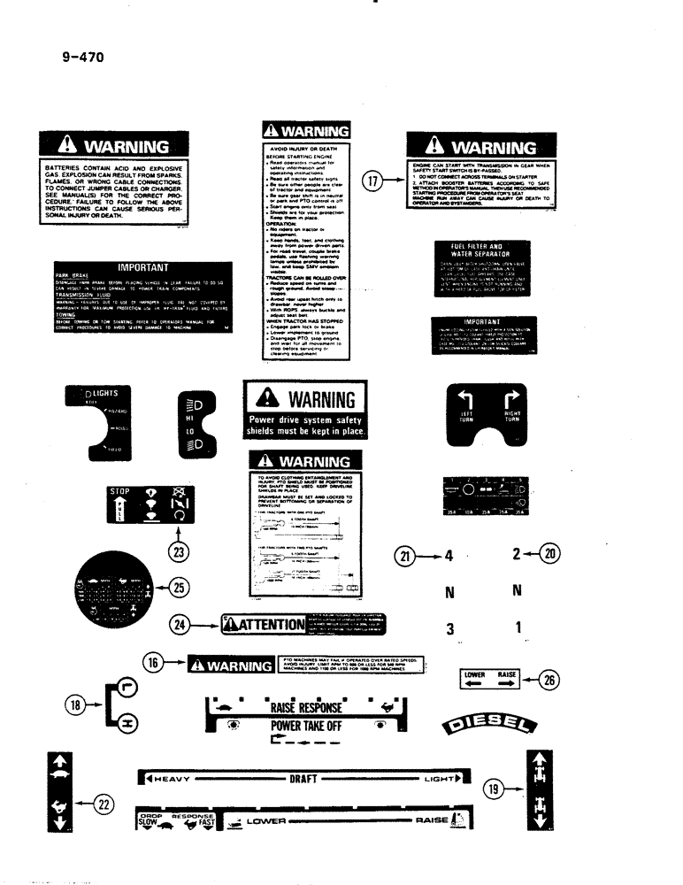 Схема запчастей Case IH 485 - (9-470) - DECALS - WARNING (CONTD) (09) - CHASSIS/ATTACHMENTS