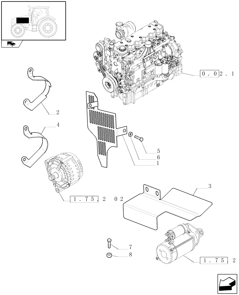 Схема запчастей Case IH PUMA 210 - (1.19.9/02) - (VAR.010/1-011/1) AIR BRAKE GUARDS (02) - ENGINE EQUIPMENT