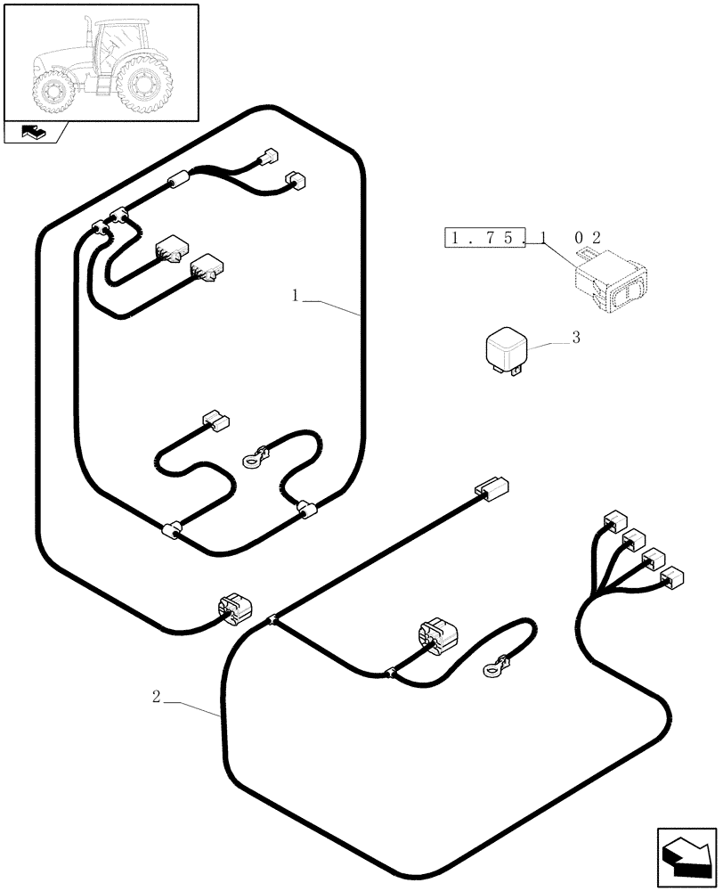 Схема запчастей Case IH PUMA 210 - (1.75.4/13) - (VAR.043-052) HEATED FRONT AND REAR WINDOW - CABLES AND RELATED PARTS (06) - ELECTRICAL SYSTEMS