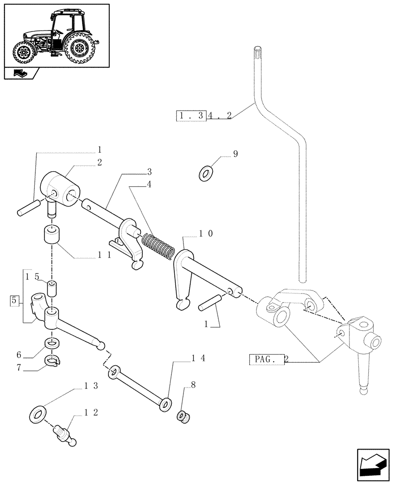 Схема запчастей Case IH FARMALL 65C - (1.29.1/02[01]) - INTERLOCK FOR MECHANICAL TRANSMISSION - NA - BRACKET AND TIE-ROD (VAR.332111) (03) - TRANSMISSION