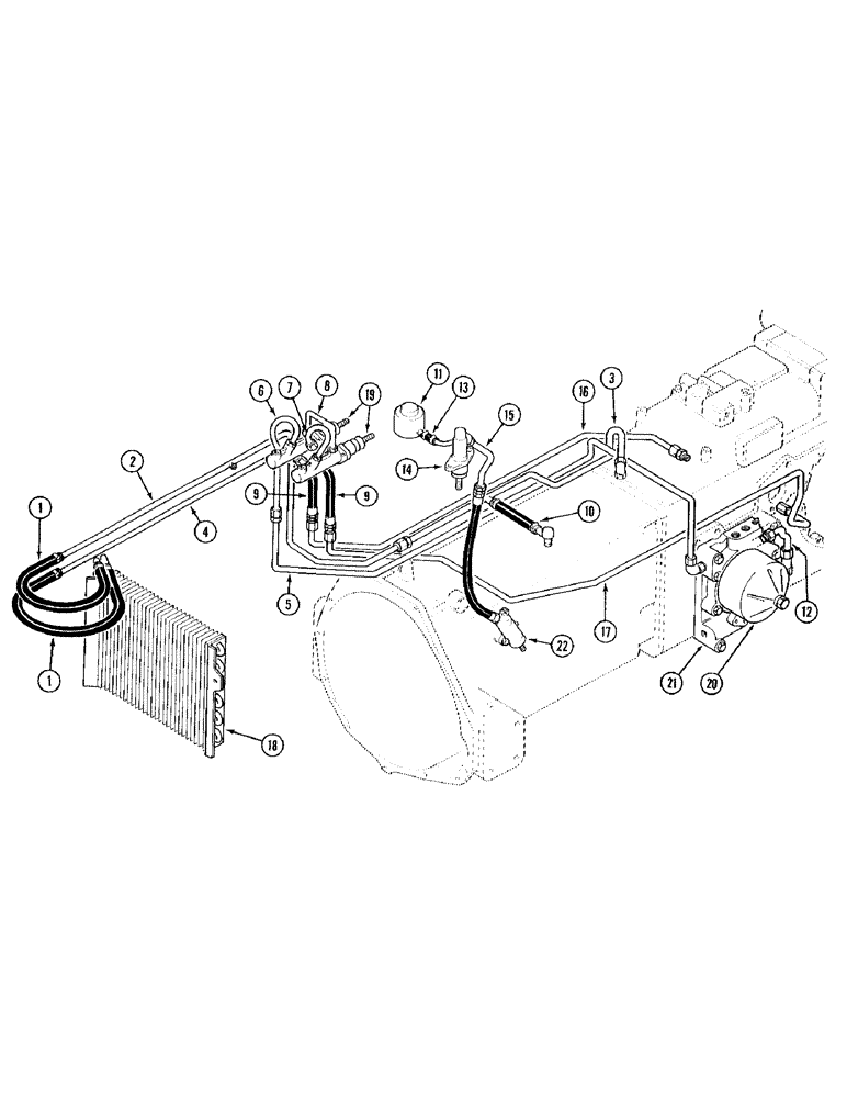 Схема запчастей Case IH 695 - (1-14) - PICTORIAL INDEX, TRACTOR WITH CAB, OIL COOLER AND BRAKE TUBES (00) - PICTORIAL INDEX