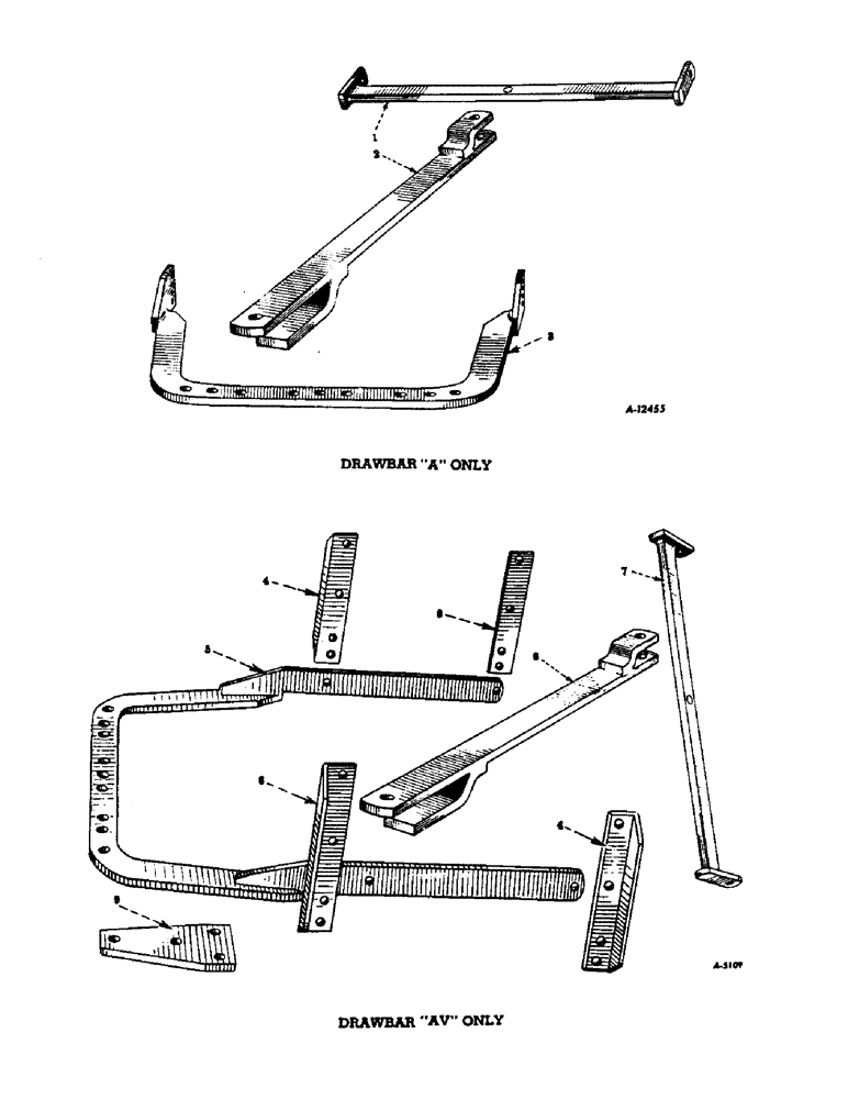 Схема запчастей Case IH FARMALL AV - (124) - CHASSIS, DRAWBARS, FOR "A" AND "AV" TRACTORS (12) - CHASSIS