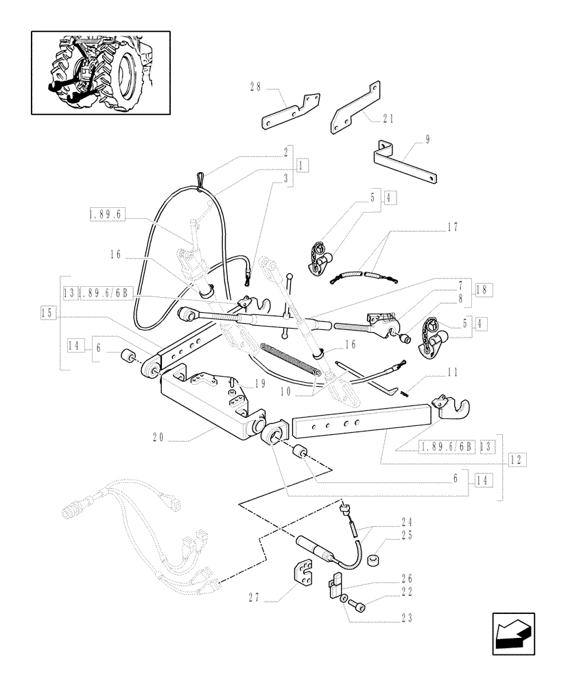 Схема запчастей Case IH JX90U - (1.89.6/01[02]) - (VAR.250-251) ELECTRONIC LIFTING - ARMS - TIE-RODS (09) - IMPLEMENT LIFT